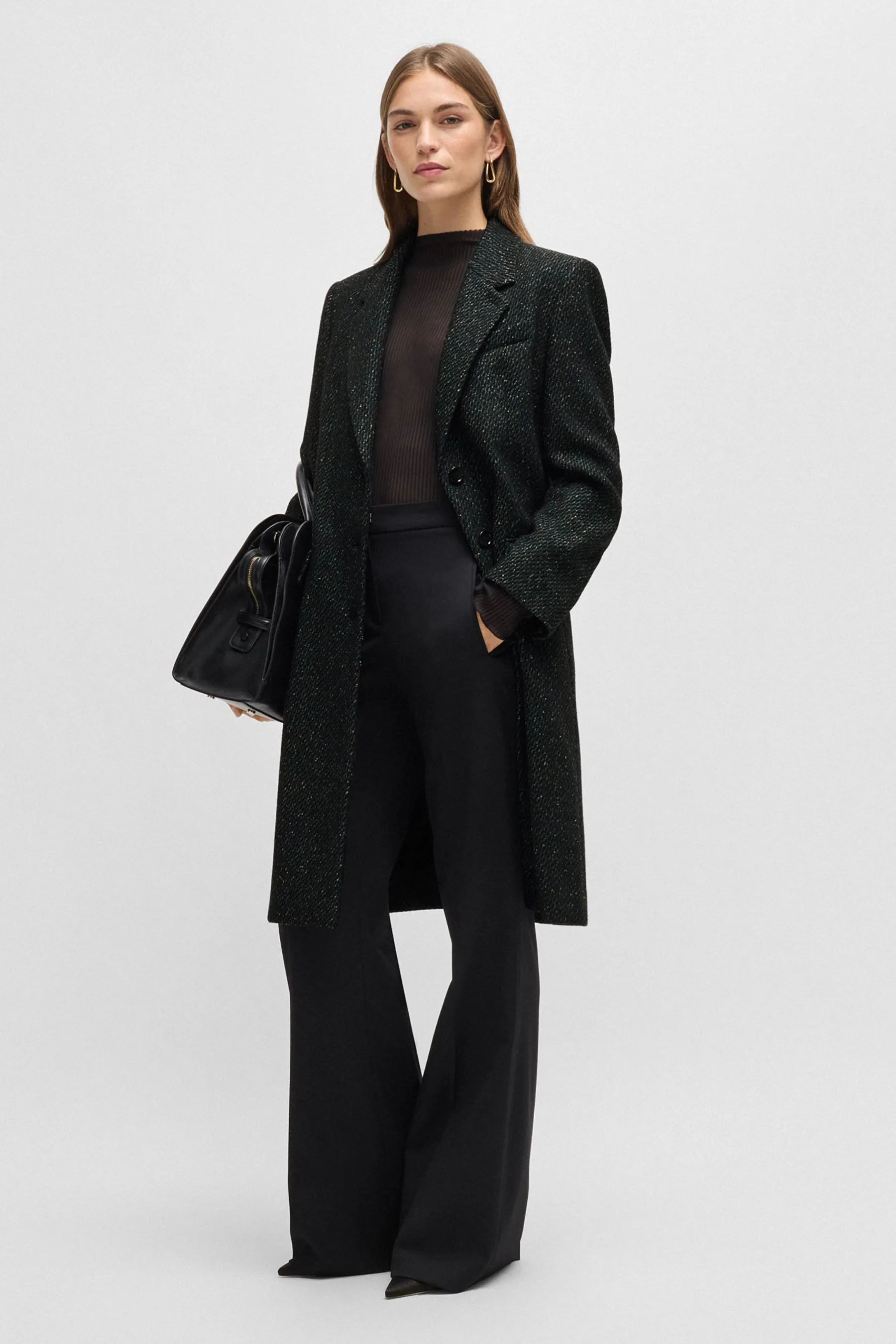 BOSS Structured Wool-Silk Blend Coat Catara  