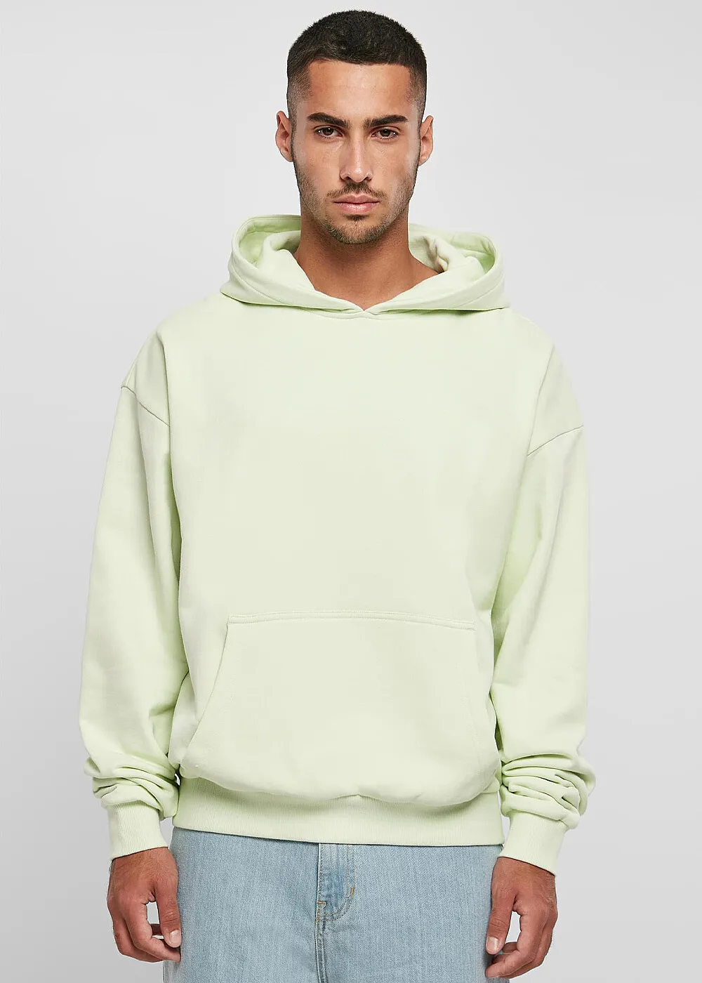 Build Your Brand Herren Basic Hoodie mit Kangarootasche lightmint hell grün