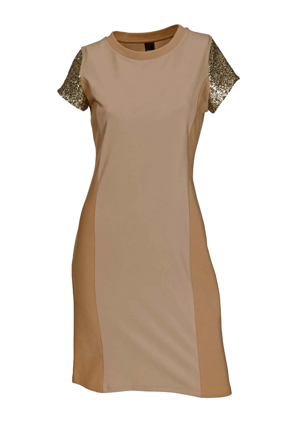 Damen Kleid Etuikleid Minikleid Partykleid Cocktailkleid camel gold Business