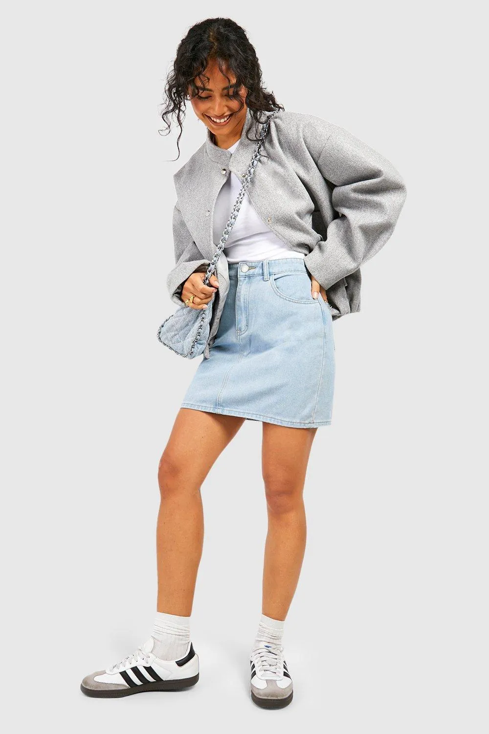 Disco-Jeansrock mit hohem Bund