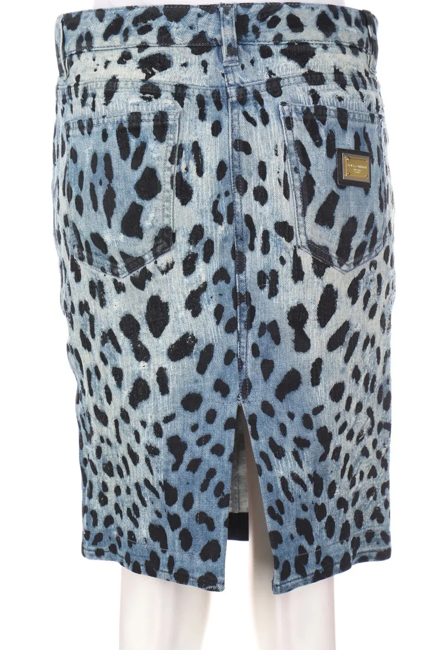 DOLCE&GABBANA - distressed Jeansrock mit Leo-Print - D 36