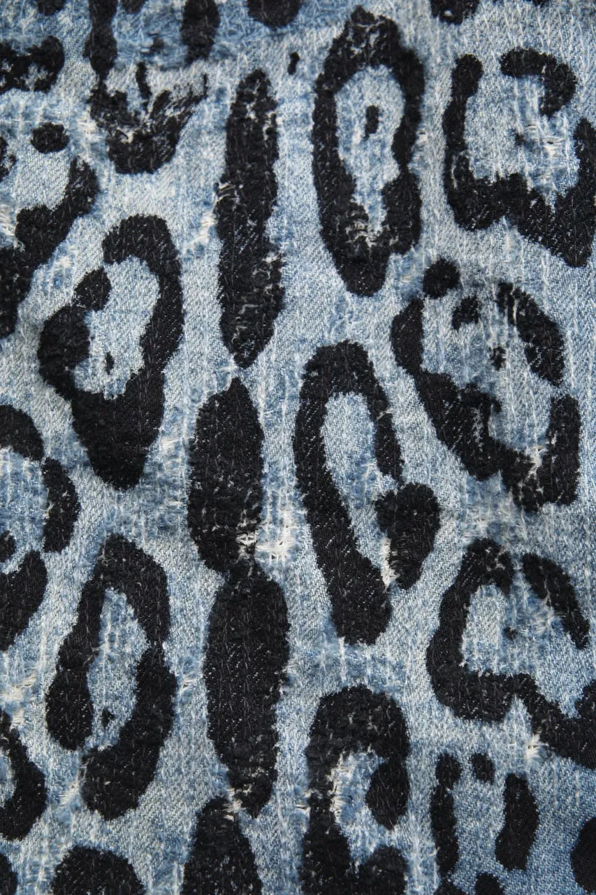 DOLCE&GABBANA - distressed Jeansrock mit Leo-Print - D 36