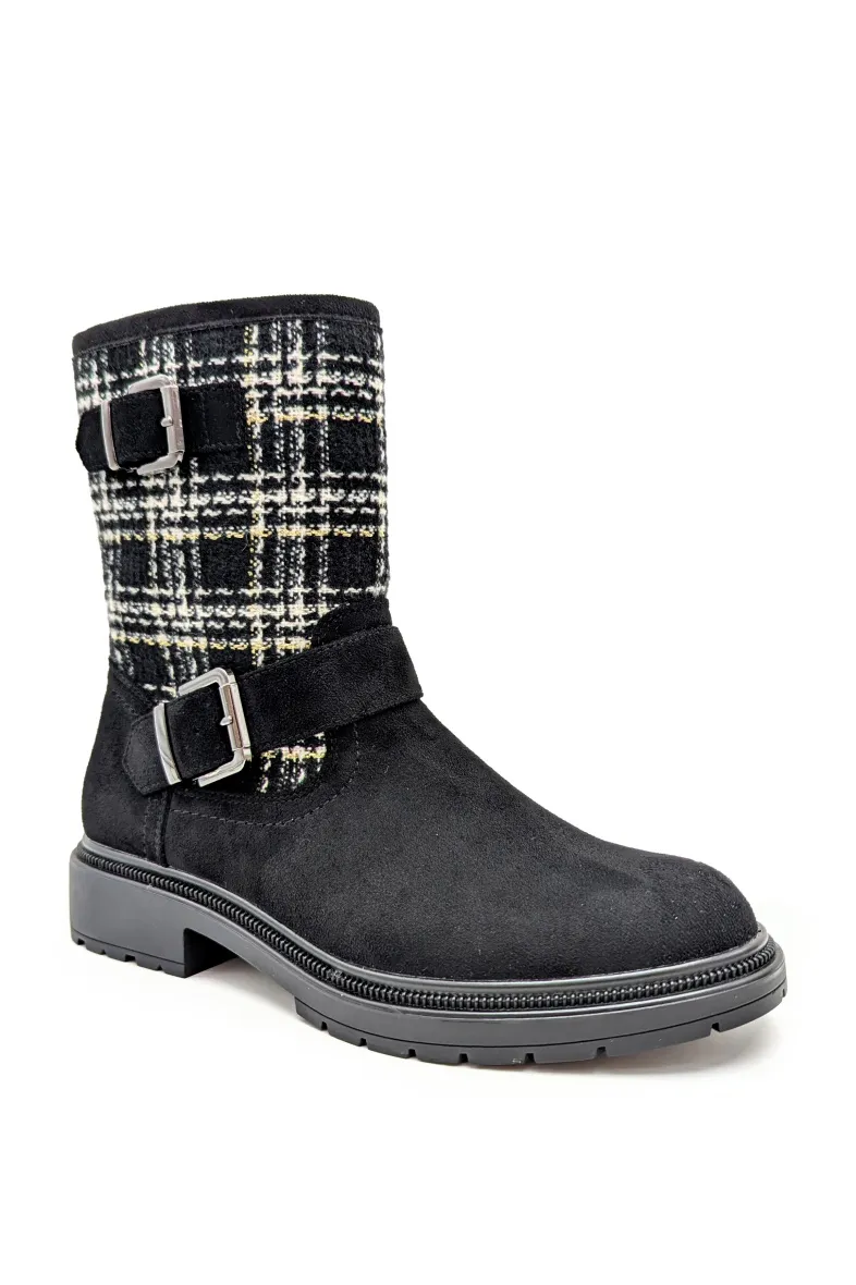 Elegante Stiefeletten aus Kunstwildleder mit zwei Schnallen