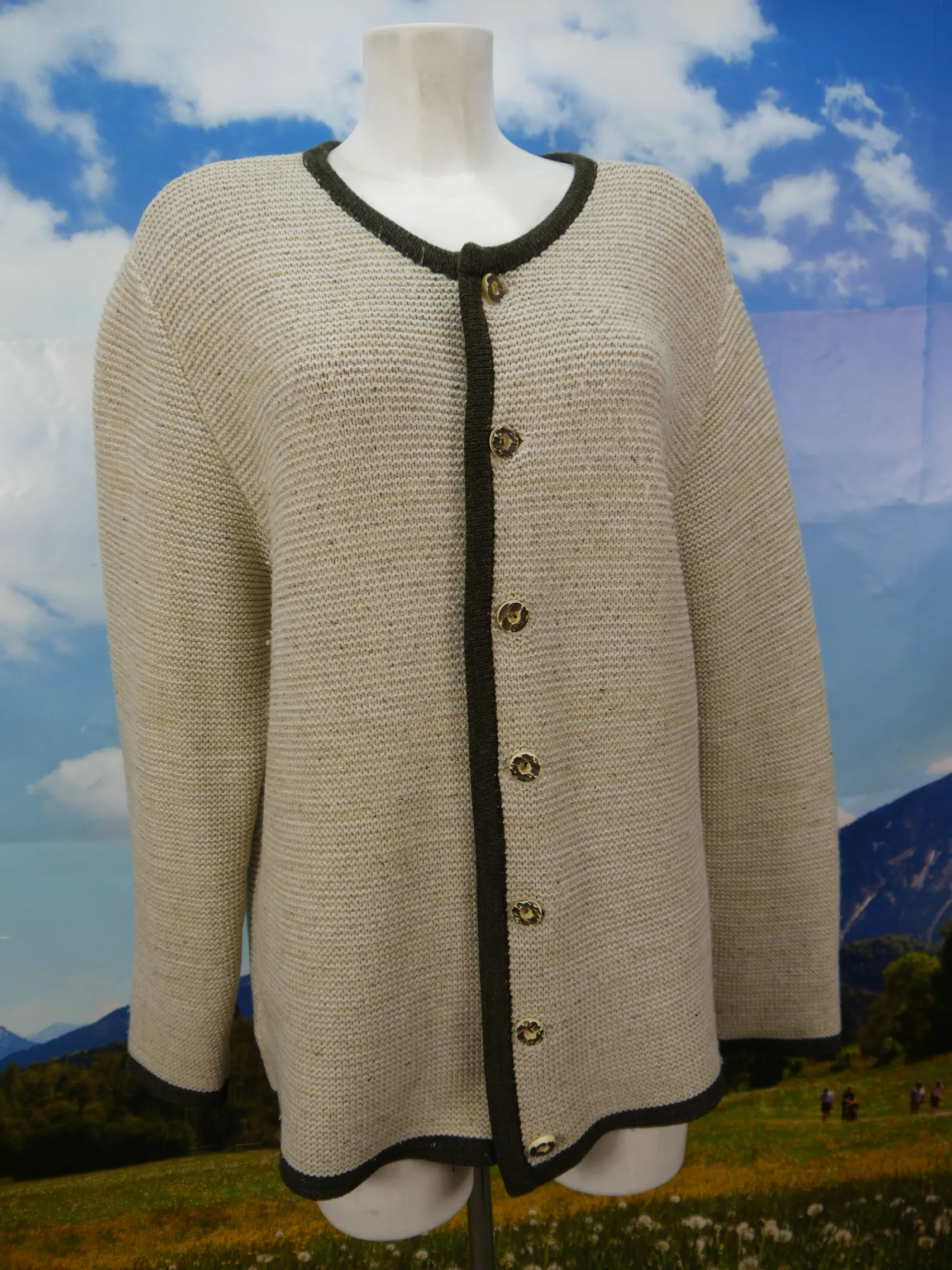 Enzian Trachten Strickjacke helles grau meliert Janker Trachtenjacke Jacke Gr.52