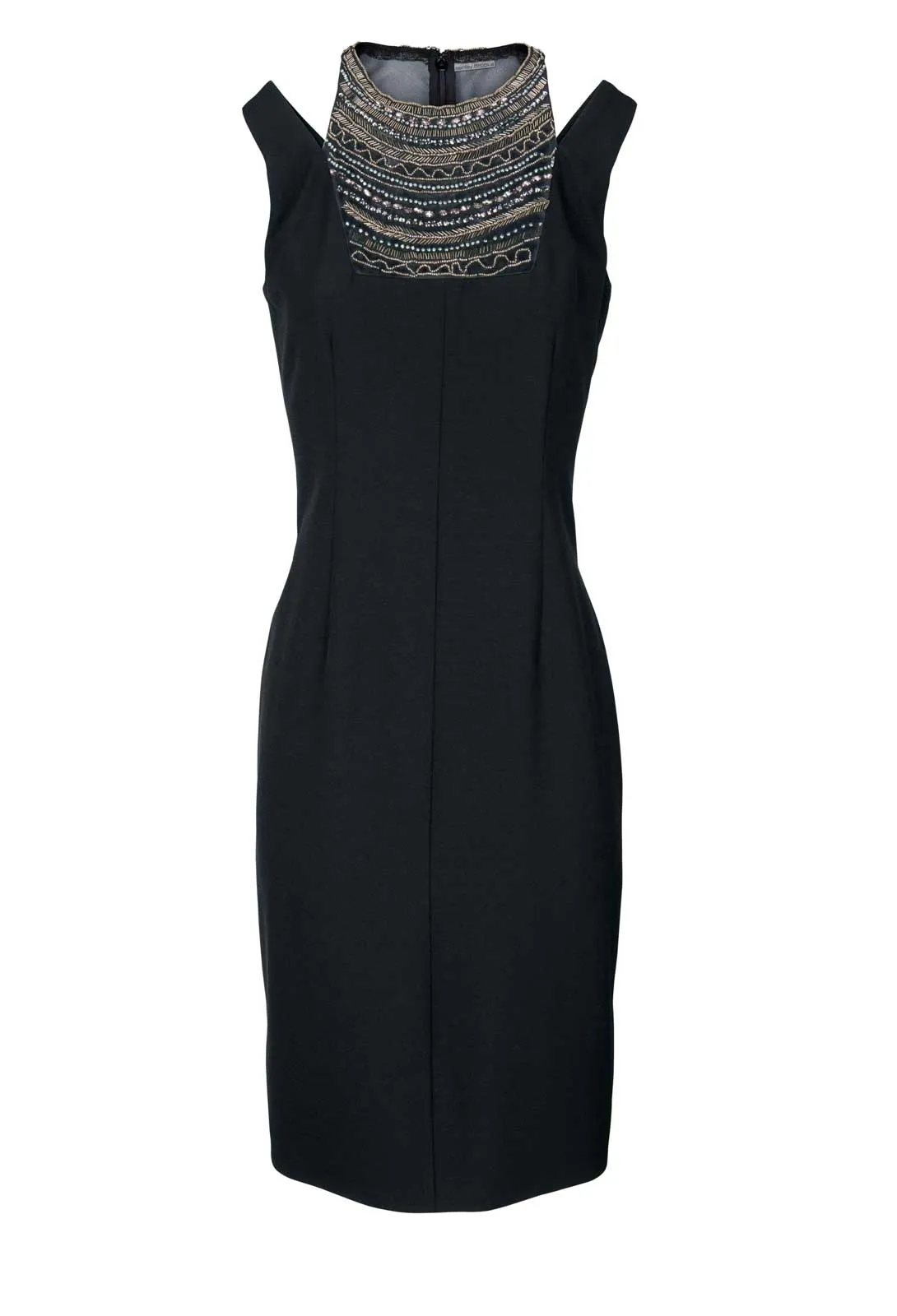 Etuikleid 40 Abendkleid kurz schwarz ärmellos bestickt Perlen ASHLEY BROOKE