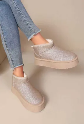 Glitzernde Stiefeletten mit Keilabsatz RU-12-1