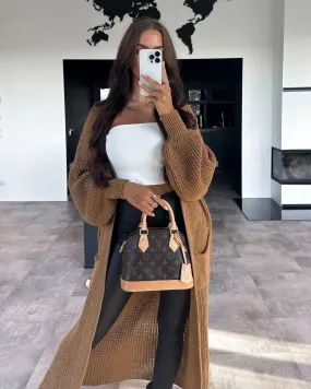 Heidi-Mode | Lange Strickjacke In Toffee