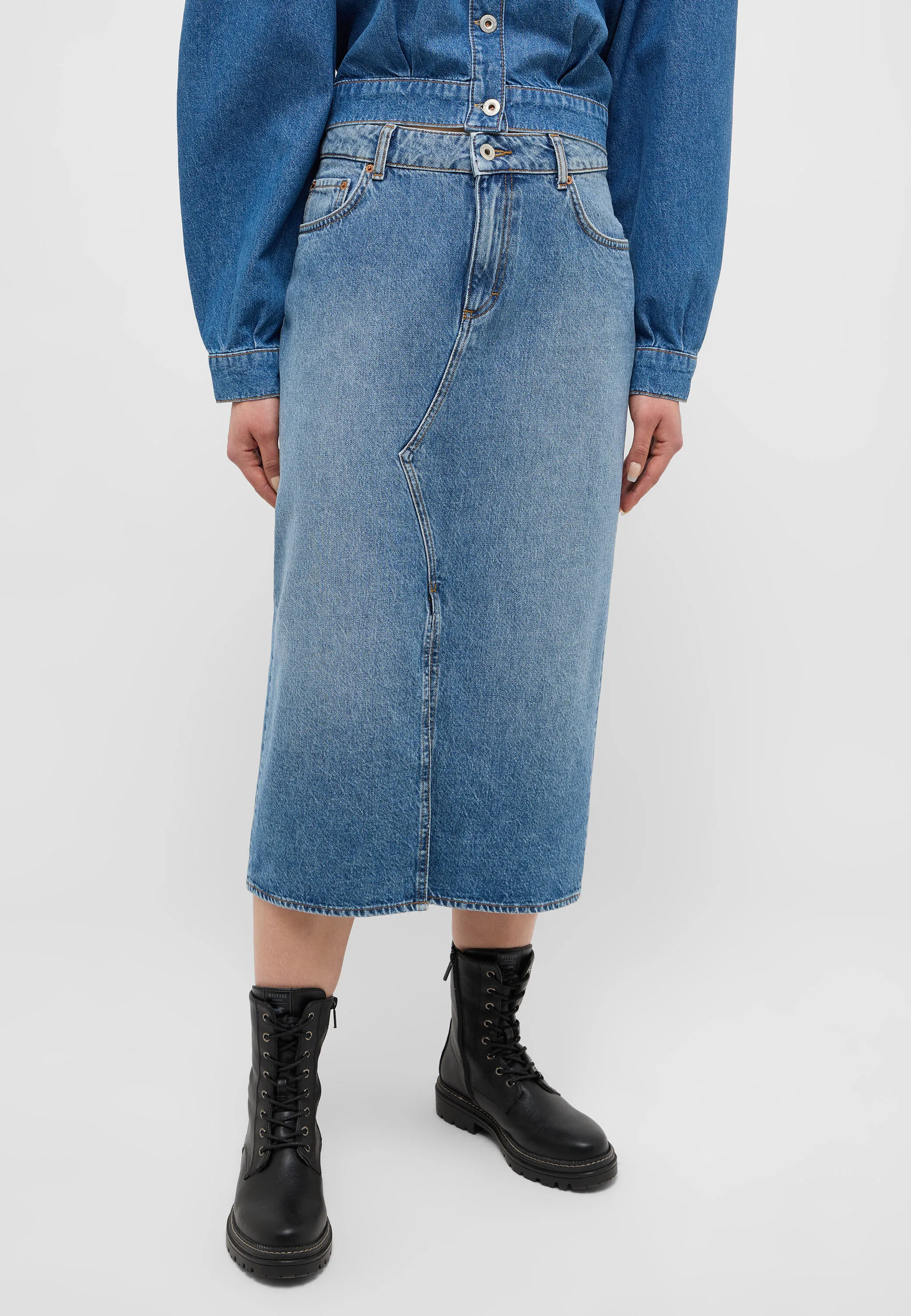 Jeansrock mit Kontrastnähten