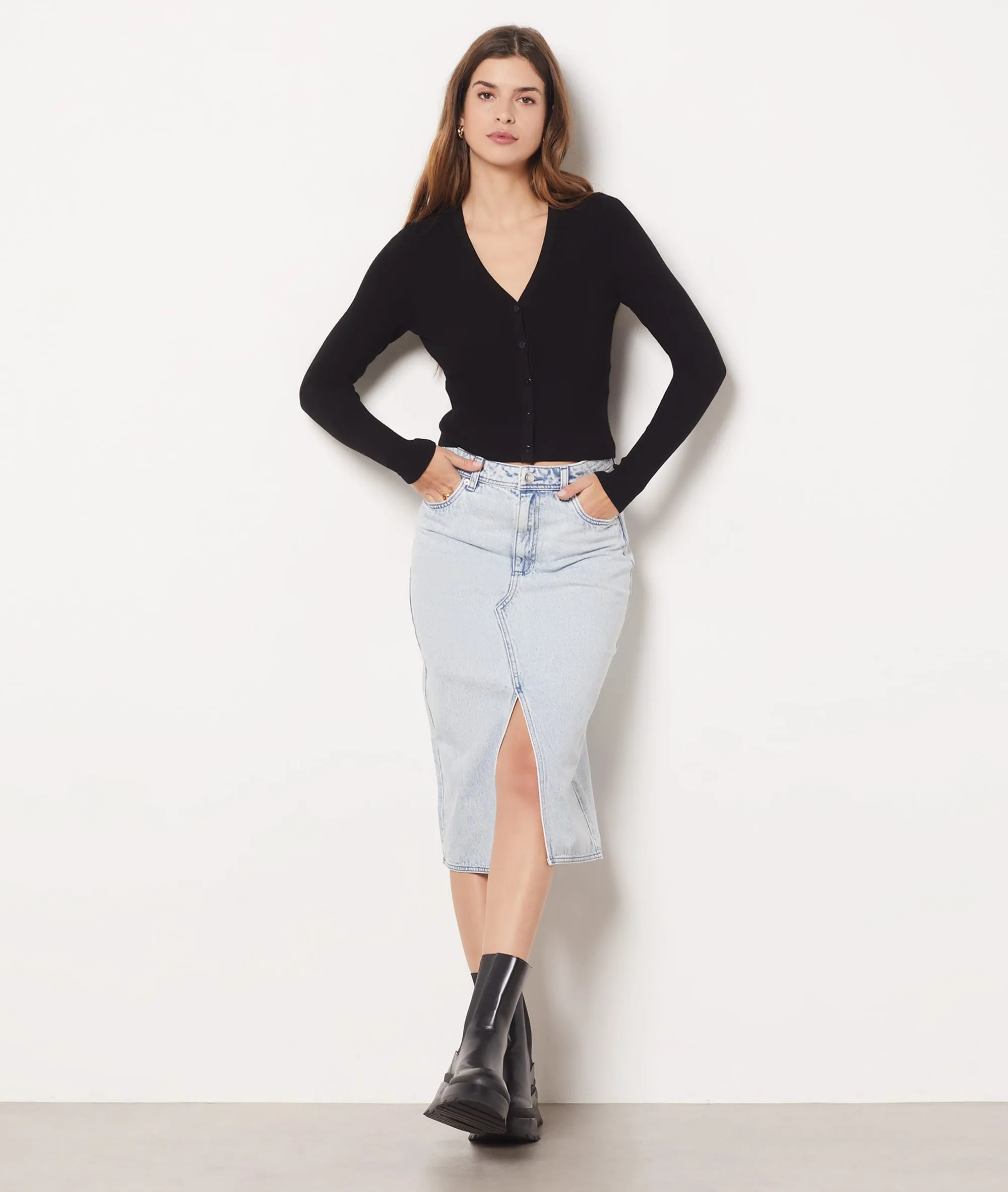 Jeansrock mit schlitz vorne COTON
