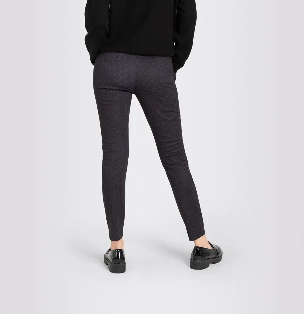 MAC JEANS EASY Smart Jersey- Hose Tunnelzug Ornament- Muster schwarz S23 0107L271000