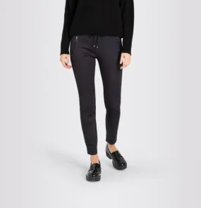 MAC JEANS EASY Smart Jersey- Hose Tunnelzug Ornament- Muster schwarz S23 0107L271000