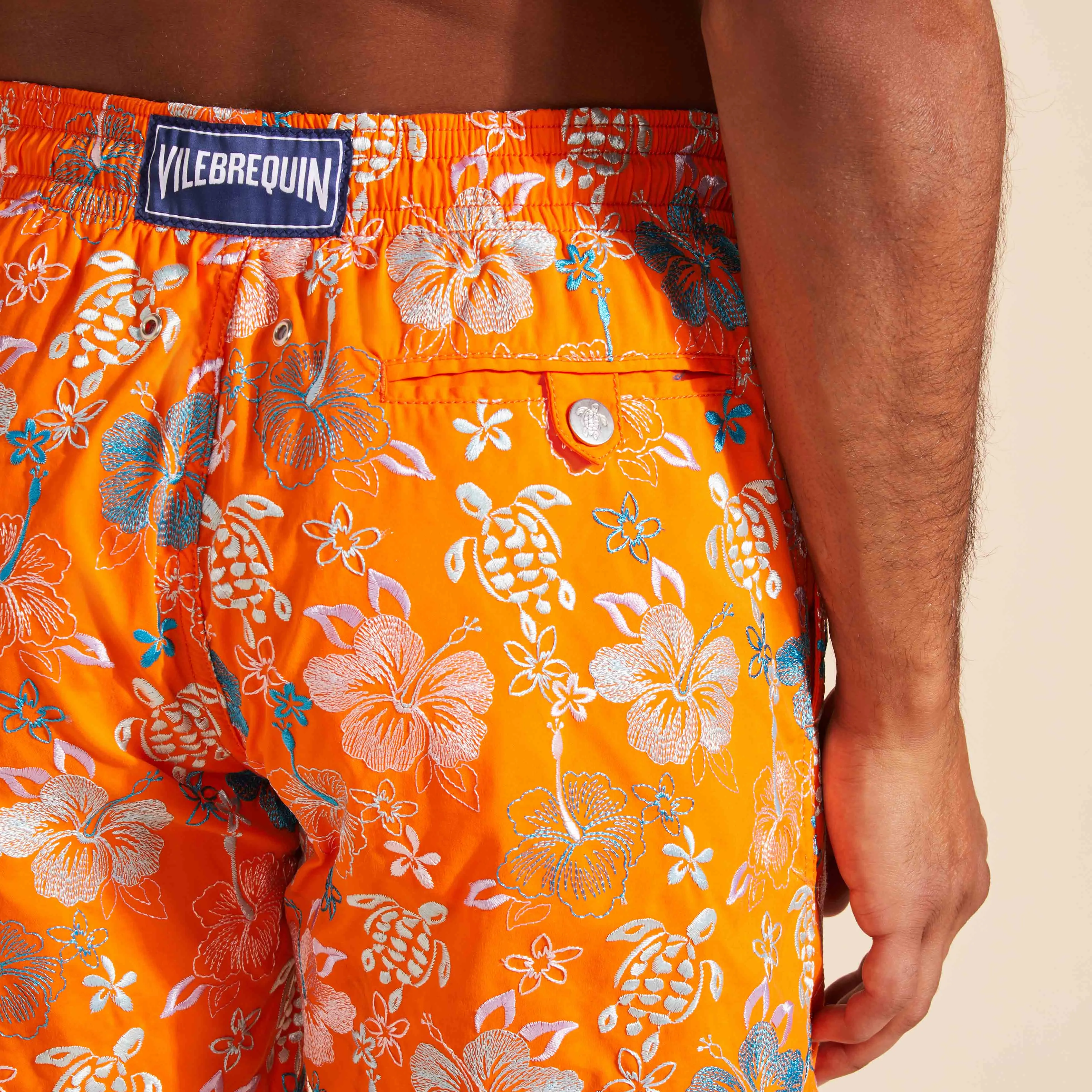 Men Swim Shorts Embroidered Tropical Turtles - Limited Edition