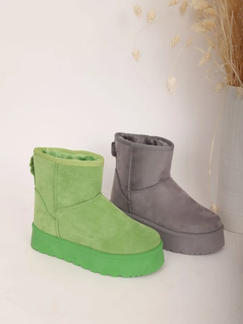 Plateau-Stiefeletten aus Wildleder mit Pelzfutter