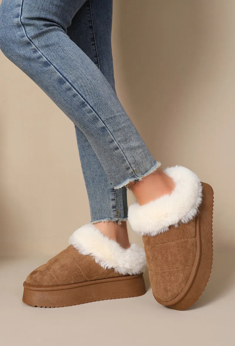 Plateau-Stiefeletten mit Fell AU-2053
