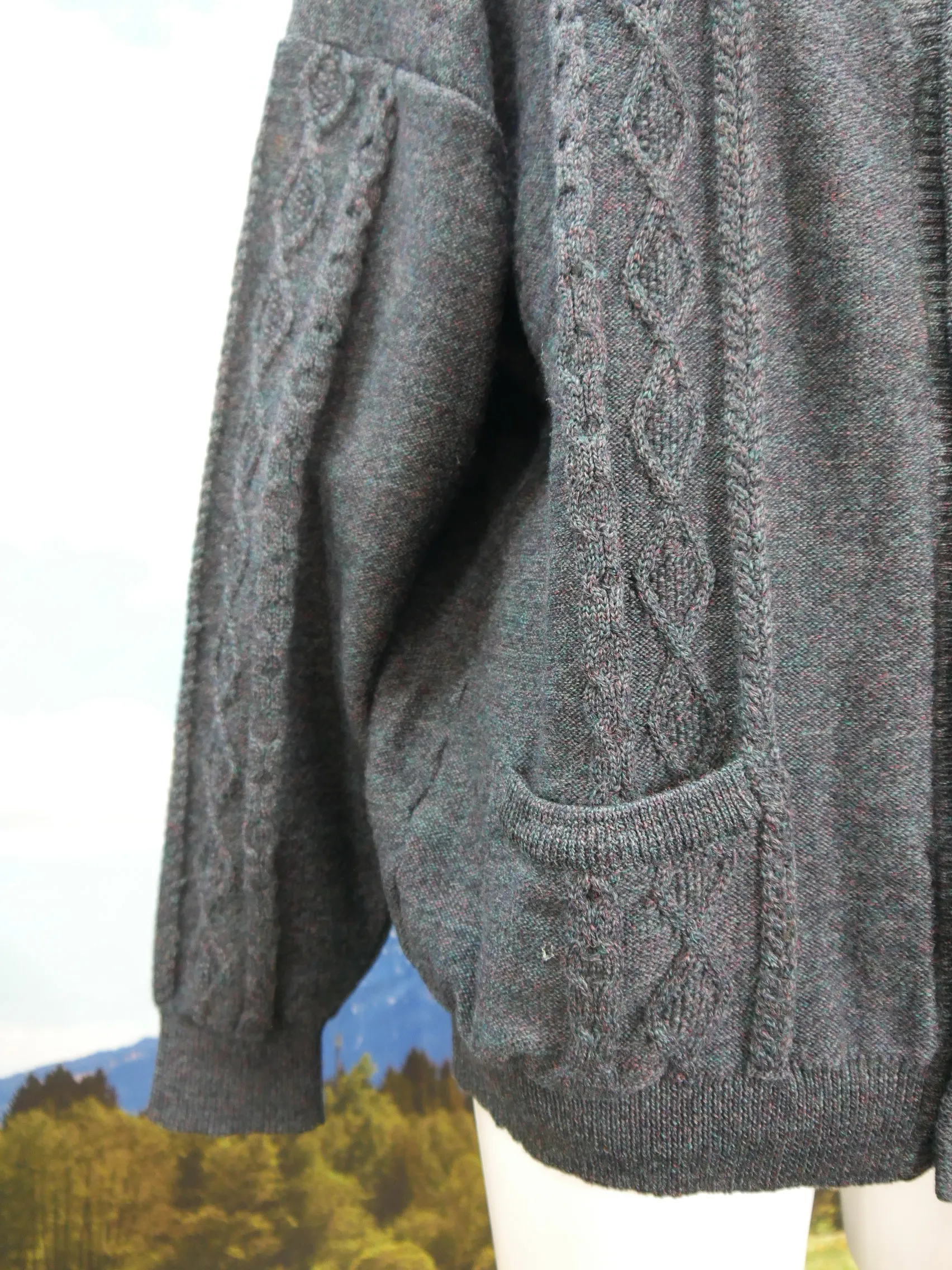 Steffner Austria Strickjacke mit Zopfmuster Vintage Trachtenjacke Jacke Gr.56