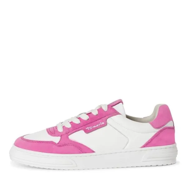 Tamaris Damen Sneaker Leder- Mix Wechselfußbett grün, pink S14 1-23617-42
