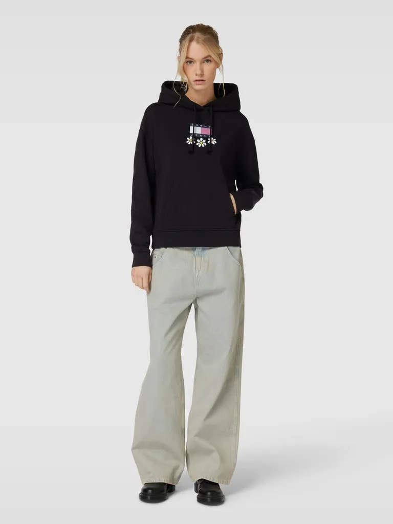 Tommy Jeans Hoodie mit Label- und Motiv-Print Modell 'DAISY FLAG' (black) online kaufen