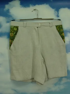 Upcycling Pants Herren Shorts grüne Taschen aus Leinen kurze Hose UCS008 Gr.46